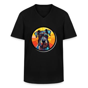 German Shorthaired Pointer Dog Breed Watercolor - Men's V-Neck T-Shirt - black - Front - AI Model Male 178 dark (178cm)