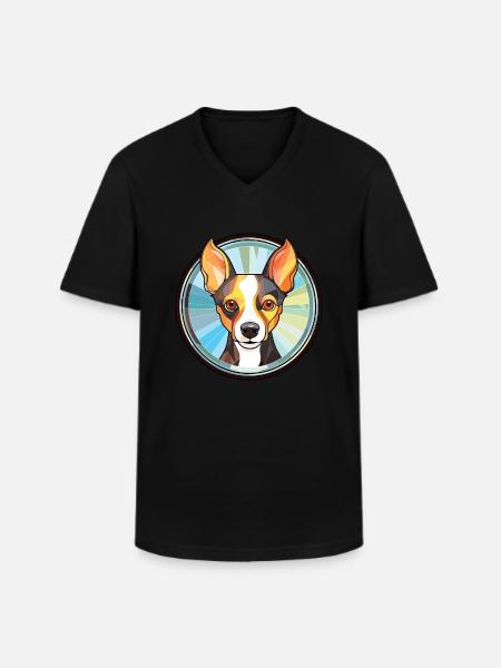 Ratterrier-Hunderasse Aquarell-Illustration - Männer-T-Shirt mit V-Ausschnitt - Schwarz