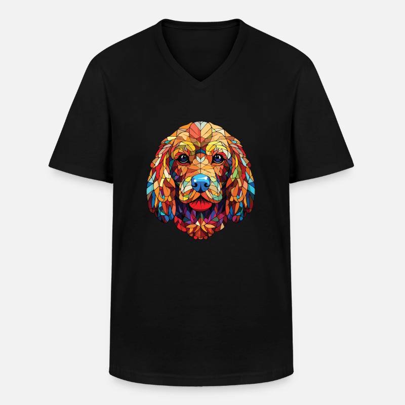 Cockapoo Hunderasse Aquarell Glas Illustration - Männer-T-Shirt mit V-Ausschnitt - Schwarz