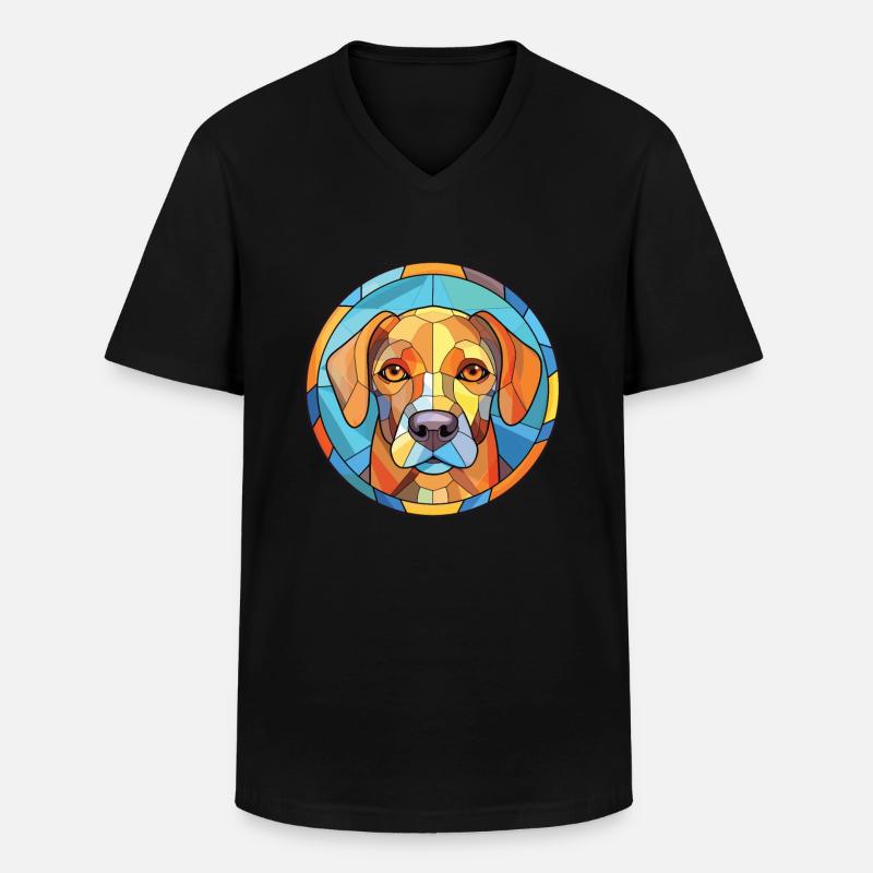 Akbash Hunderasse bunte Aquarell-Illustration - Männer-T-Shirt mit V-Ausschnitt - Schwarz