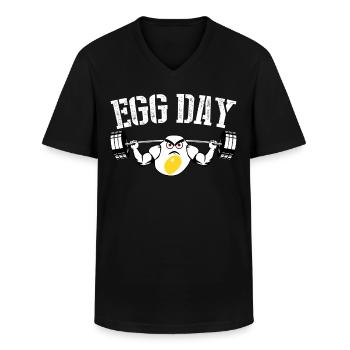 Egg Leg Day Bodybuilding with Eggs - Men's V-Neck T-Shirt - black - Front - AI Model Male 178 dark (178cm)
