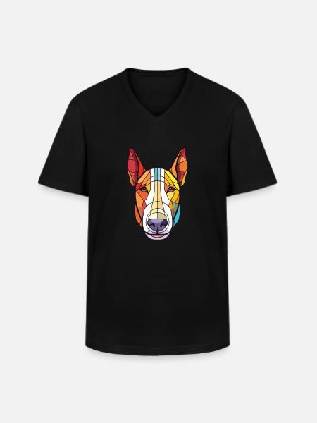 Bullterrier-Hunderasse Aquarell-Illustration - Männer-T-Shirt mit V-Ausschnitt - Schwarz