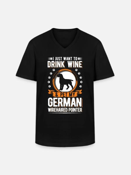 German Wirehaired Wine - Men's V-Neck T-Shirt - black