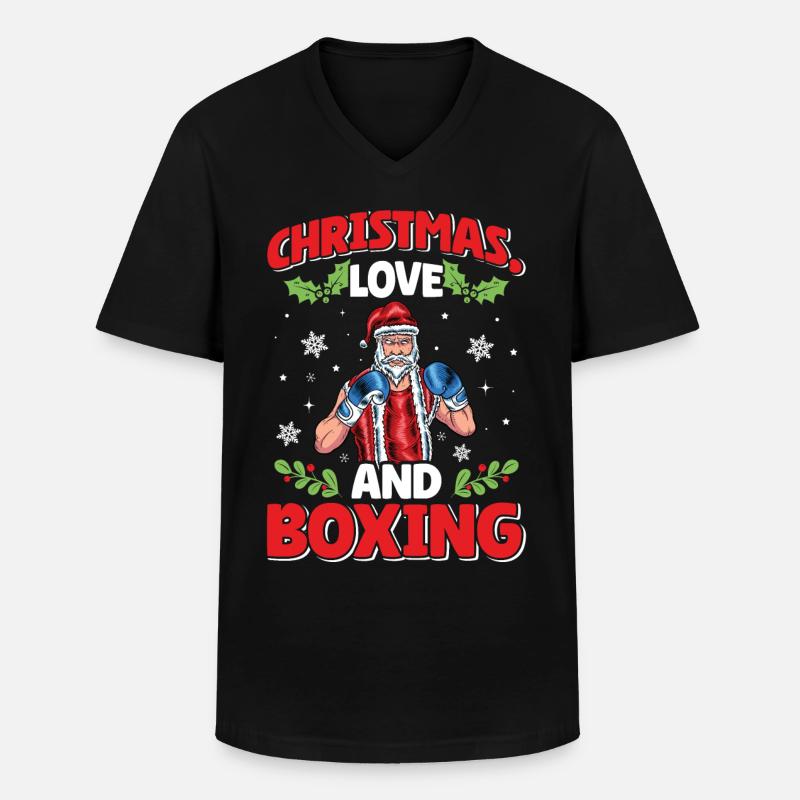 Christmas Love Boxing Boxer Weihnachtsgeschenk - Männer-T-Shirt mit V-Ausschnitt - Schwarz