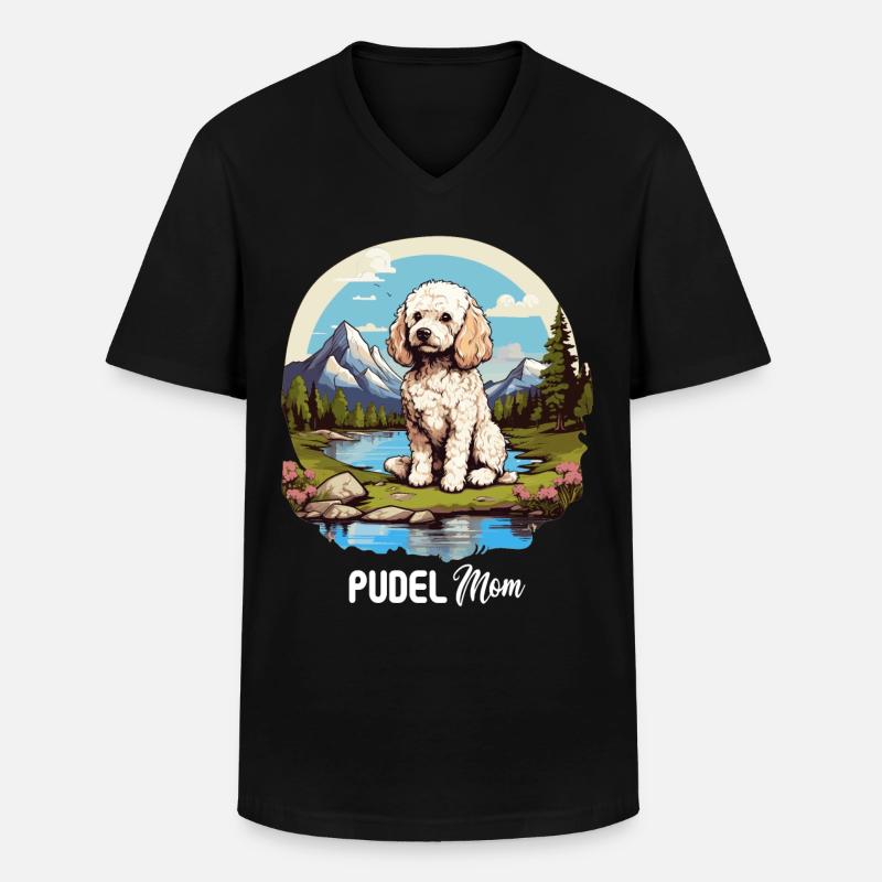 Pudel - Männer-T-Shirt mit V-Ausschnitt - Schwarz