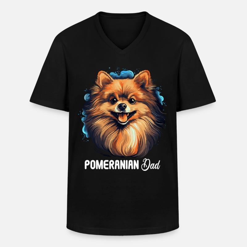 Pomeranian - Männer-T-Shirt mit V-Ausschnitt - Schwarz