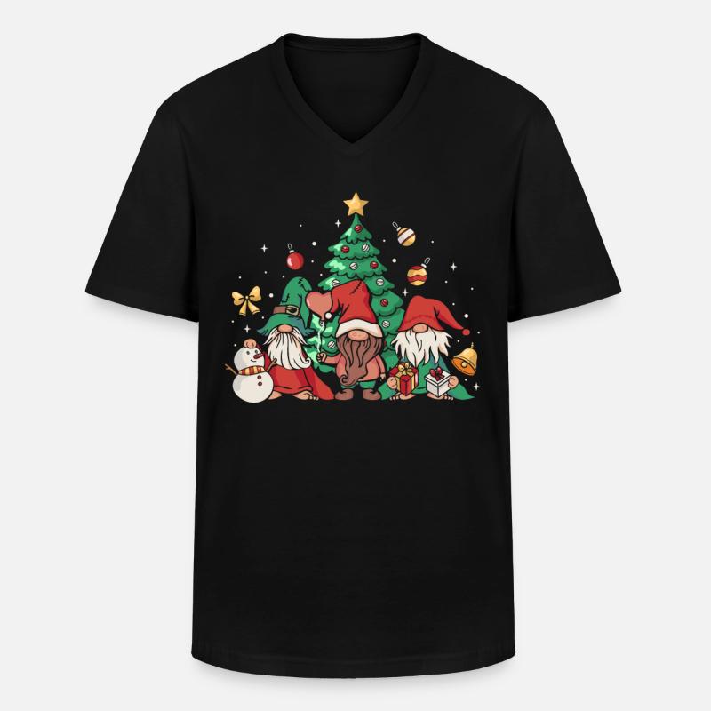 Gnomies Weihnachten - Männer-T-Shirt mit V-Ausschnitt - Schwarz