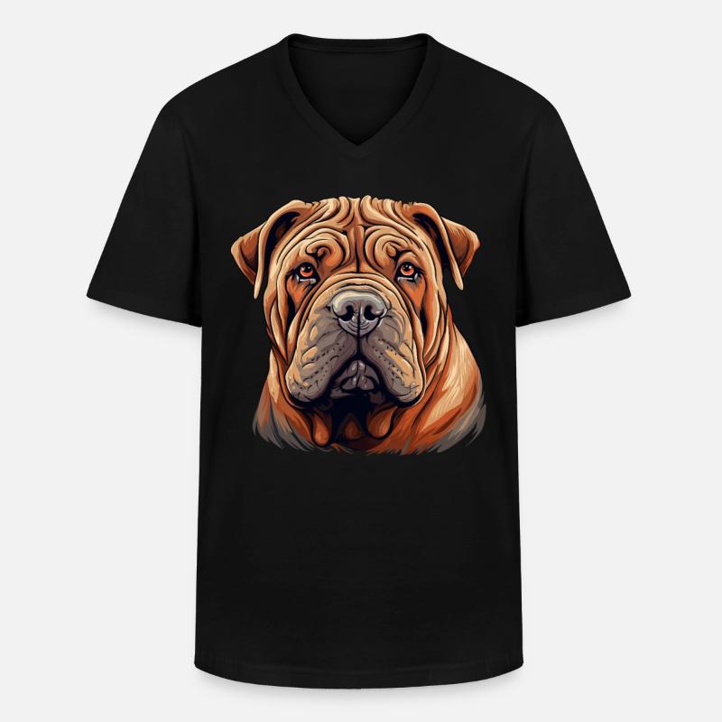 Shar Pei - Männer-T-Shirt mit V-Ausschnitt - Schwarz