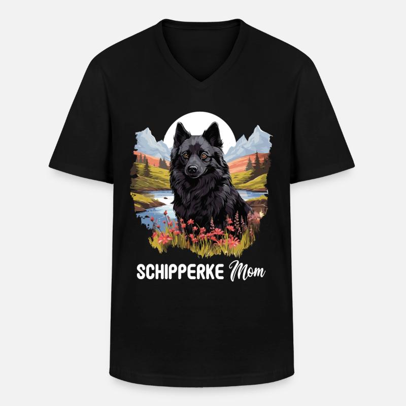 Schipperke - Männer-T-Shirt mit V-Ausschnitt - Schwarz
