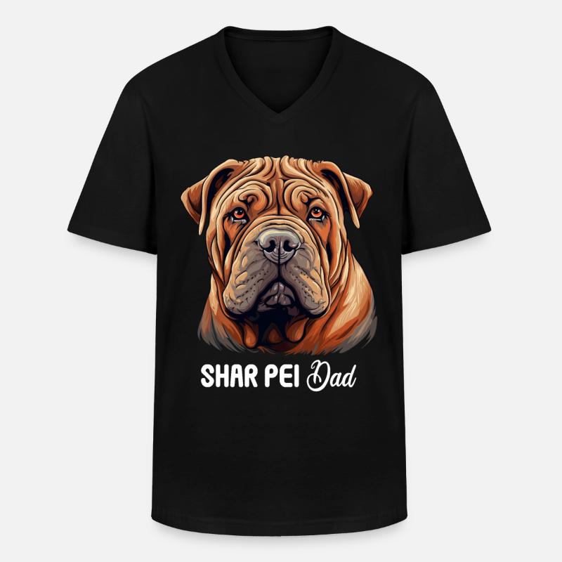 Shar Pei - Männer-T-Shirt mit V-Ausschnitt - Schwarz