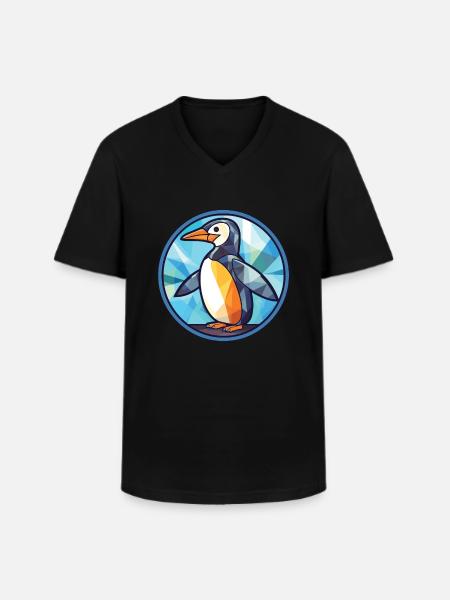 Pinguin bunte Aquarell-Tier-Illustration - Männer-T-Shirt mit V-Ausschnitt - Schwarz
