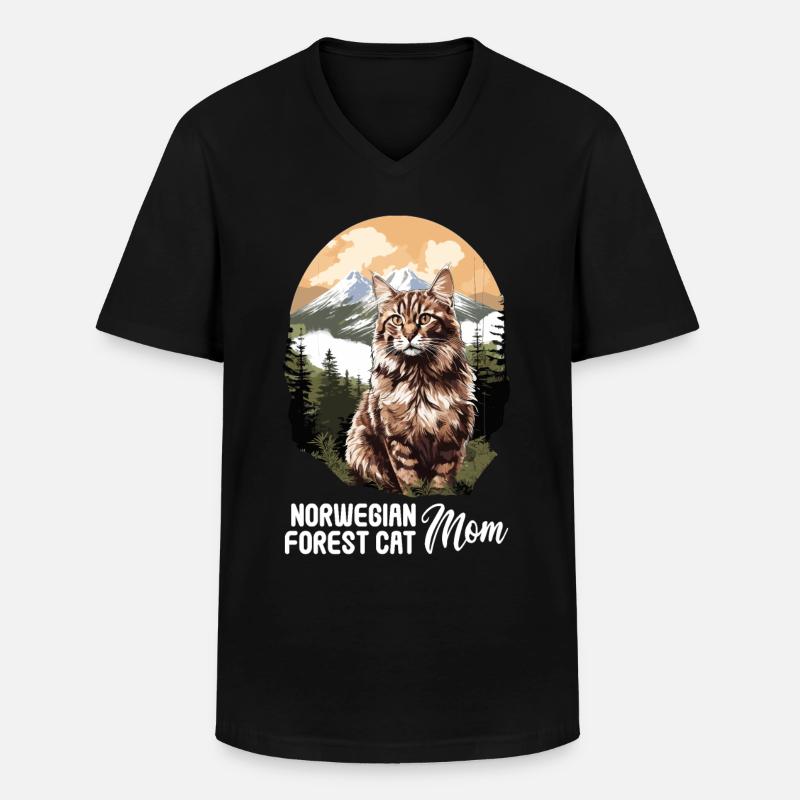 Norwegian Forest Cat - Männer-T-Shirt mit V-Ausschnitt - Schwarz