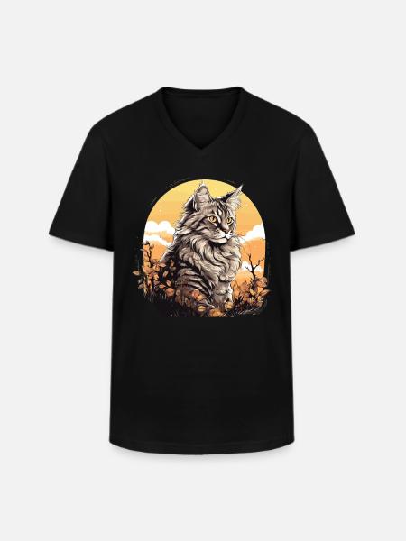 Maine Coon - Männer-T-Shirt mit V-Ausschnitt - Schwarz