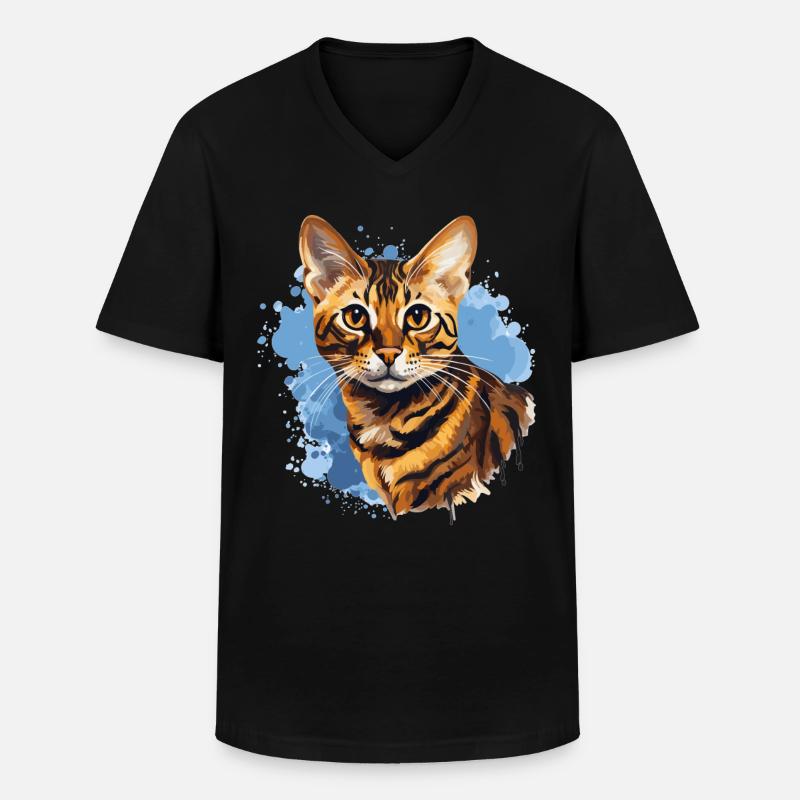 Bengal Cat - Männer-T-Shirt mit V-Ausschnitt - Schwarz