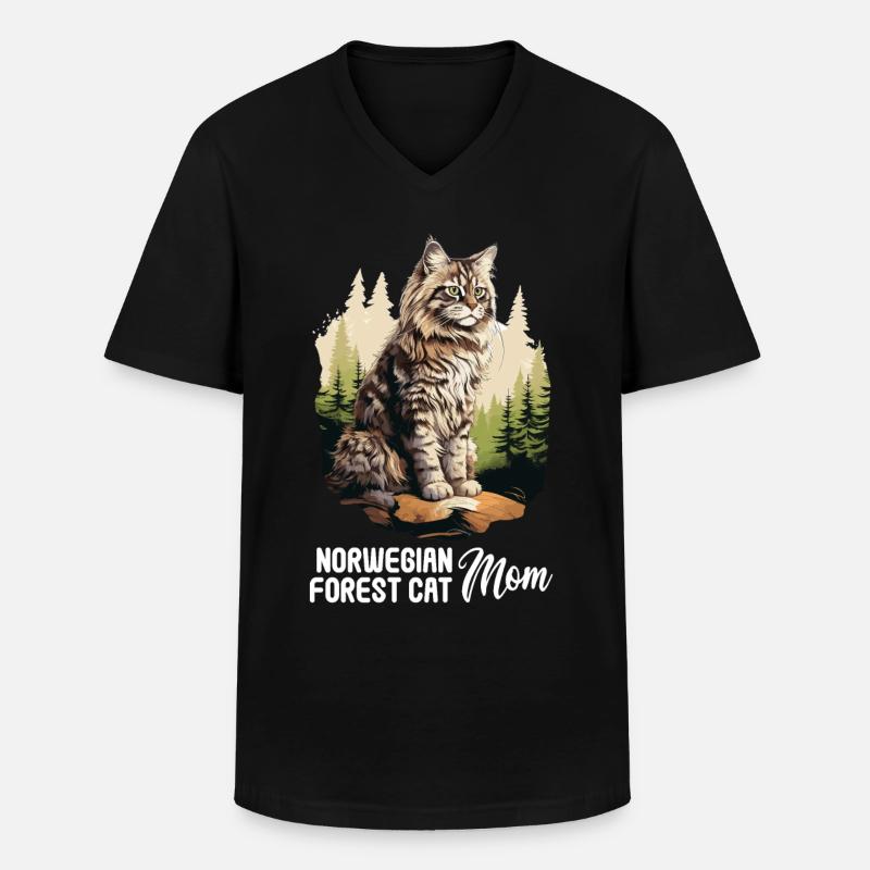 Norwegian Forest Cat - Männer-T-Shirt mit V-Ausschnitt - Schwarz