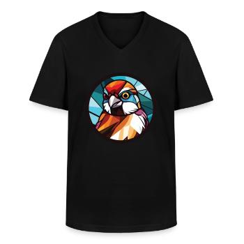 Sparrow Colorful Watercolor Animal Illustration - Men's V-Neck T-Shirt - black - Front - AI Model Male 178 dark (178cm)