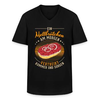 Mettbrötchen le matin Mett Hackepeter - T-shirt col V Homme - noir - Devant - AI Model Male 178 dark (178cm)