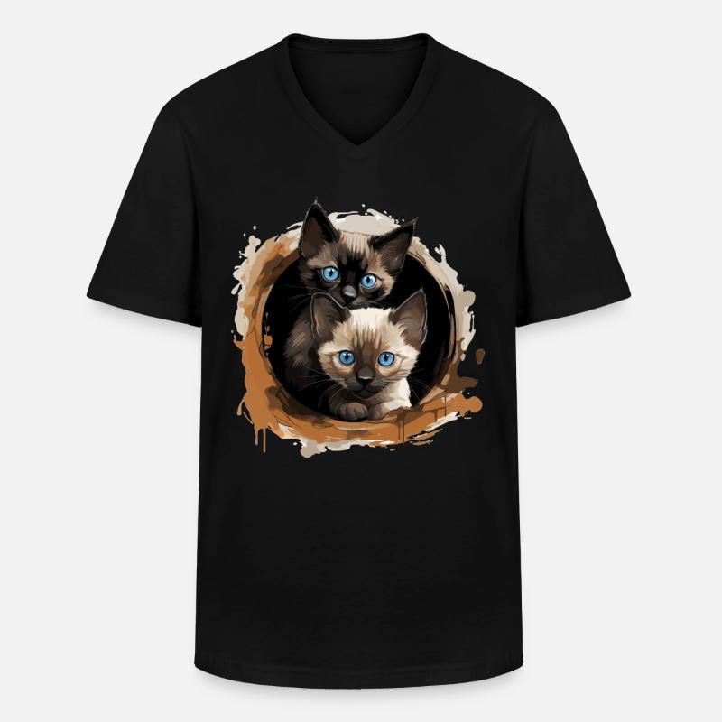 Siamese Cat Siamkatze - Männer-T-Shirt mit V-Ausschnitt - Schwarz