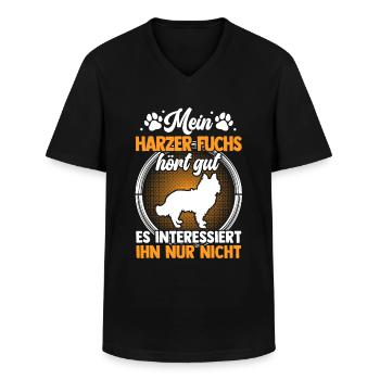 Harzer Fuchs hört gut Altdeutscher Hütehund - Männer-T-Shirt mit V-Ausschnitt - Schwarz - Vorne - AI Model Male 178 dark (178cm)