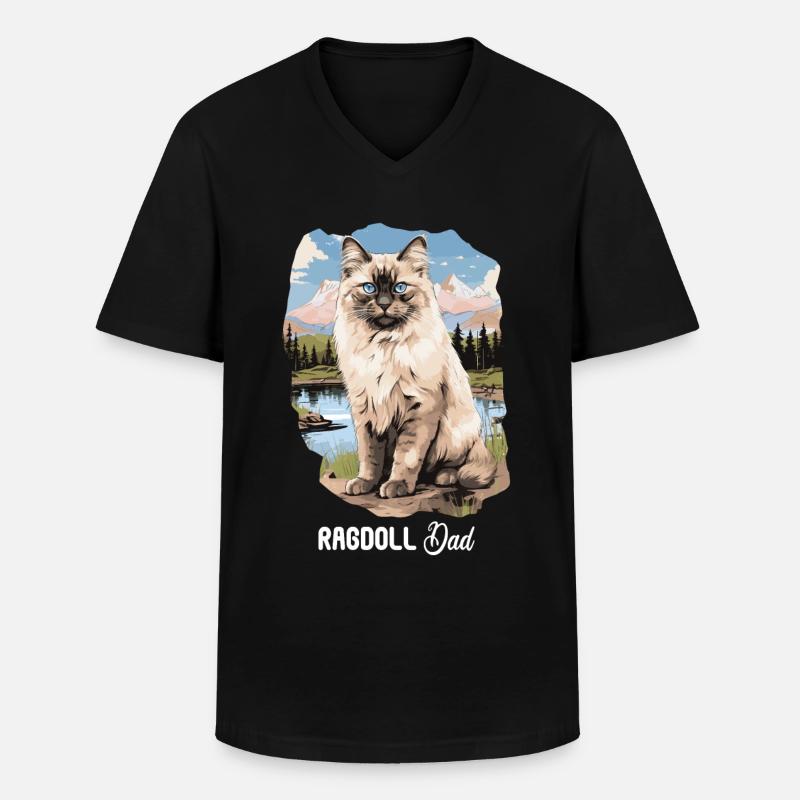 Ragdoll - Männer-T-Shirt mit V-Ausschnitt - Schwarz