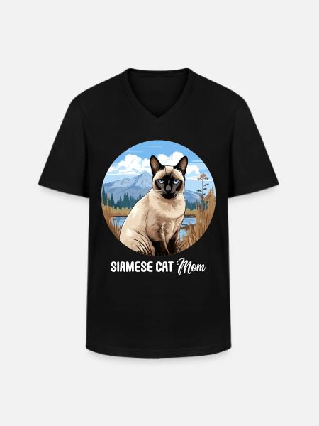 Siamese Cat Siamkatze - Men's V-Neck T-Shirt - black