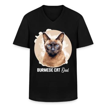 Chat birman Birmanie Katze - T-shirt col V Homme - noir - Devant - AI Model Male 178 dark (178cm)