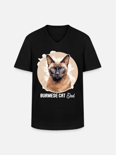Burmese Cat Burma Katze - Men's V-Neck T-Shirt - black