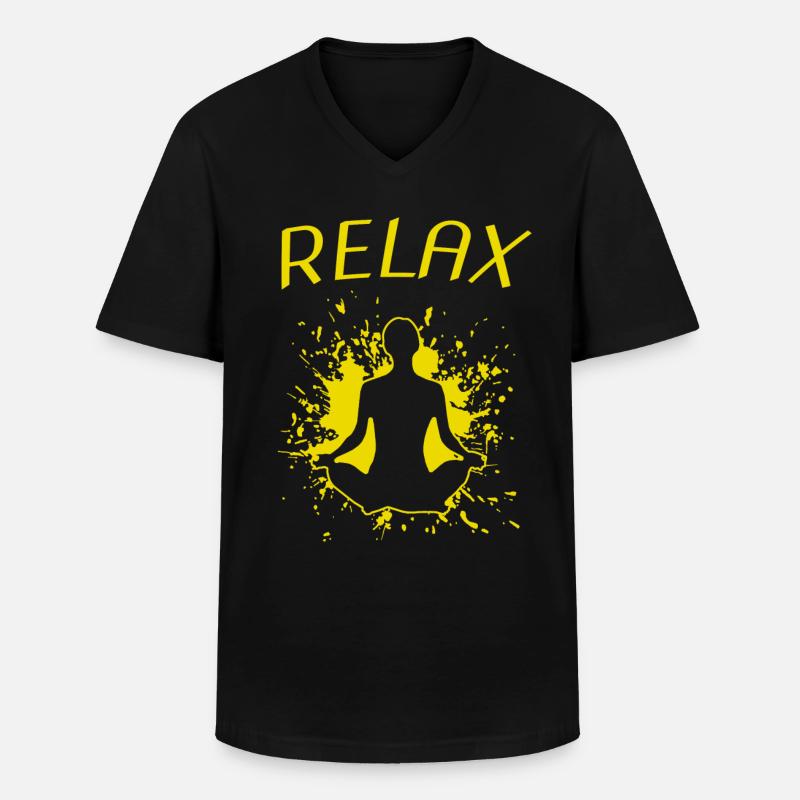 relax - Männer-T-Shirt mit V-Ausschnitt - Schwarz