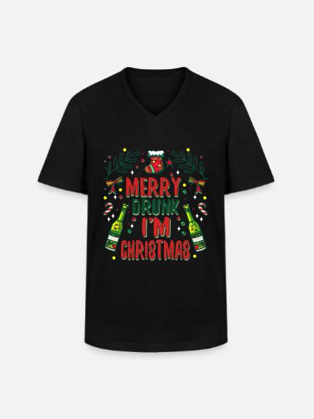 Merry Drunk In Christmas - Men's V-Neck T-Shirt - black