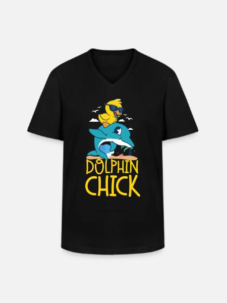 Dolphin Chicken Dolphin Chick - Men's V-Neck T-Shirt - black