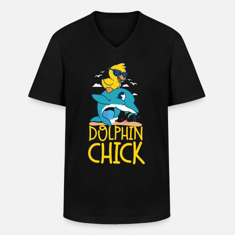 Dolphin Chicken Dolphin Chick - Männer-T-Shirt mit V-Ausschnitt - Schwarz