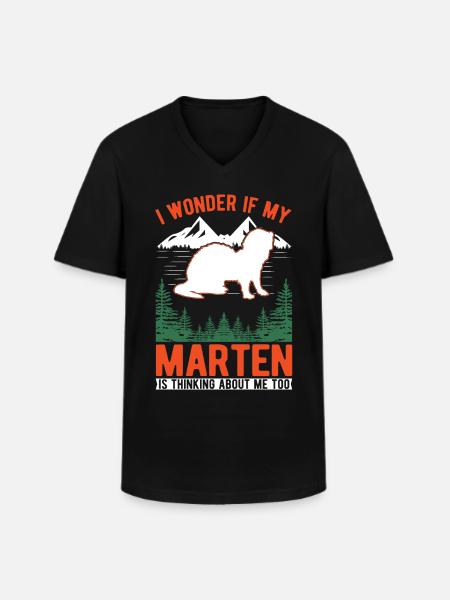 Marder Geschenk Baummarder Nerz - Männer-T-Shirt mit V-Ausschnitt - Schwarz