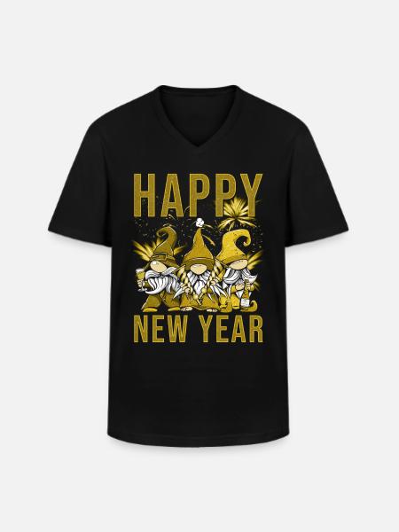 Happy New Year - Men's V-Neck T-Shirt - black