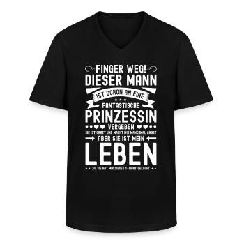 Mann Vergeben Geschenk für Ehemann Finger Weg - Männer-T-Shirt mit V-Ausschnitt - Schwarz - Vorne - AI Model Male 178 dark (178cm)