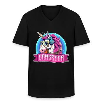 Gangsta Unicorn - Men's V-Neck T-Shirt - black - Front - AI Model Male 178 dark (178cm)