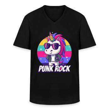 Licorne punk rock - T-shirt col V Homme - noir - Devant - AI Model Male 178 dark (178cm)