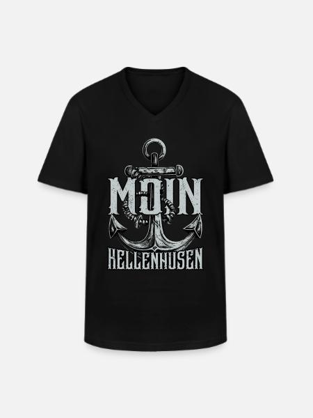 Moin Kellenhusen - Männer-T-Shirt mit V-Ausschnitt - Schwarz