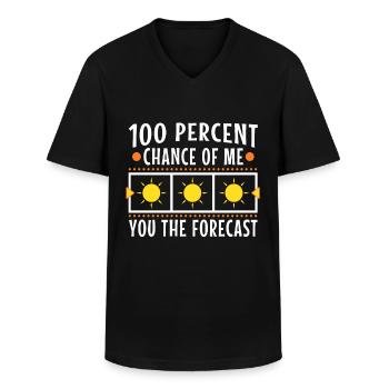 100 % de chances que je vous dise les prévisions - T-shirt col V Homme - noir - Devant - AI Model Male 178 dark (178cm)