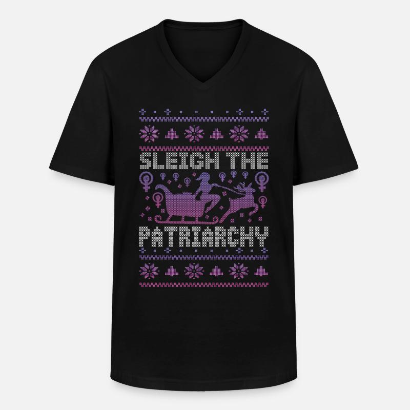 Sleigh The Patriarchy - Männer-T-Shirt mit V-Ausschnitt - Schwarz