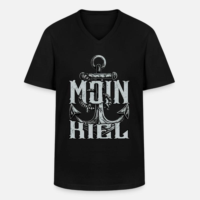Moin Kiel - Männer-T-Shirt mit V-Ausschnitt - Schwarz