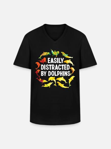 Dauphin facilement distrait par - T-shirt col V Homme - noir