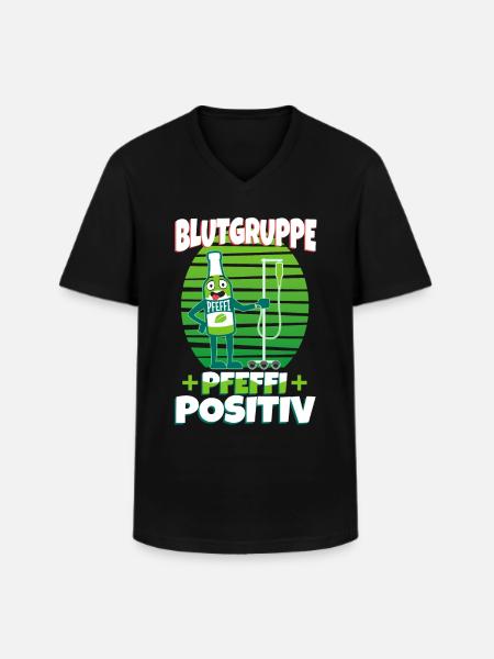 Blutgruppe Pfeffi Positiv - Männer-T-Shirt mit V-Ausschnitt - Schwarz