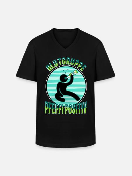 Blutgruppe Pfeffi Positiv - Männer-T-Shirt mit V-Ausschnitt - Schwarz