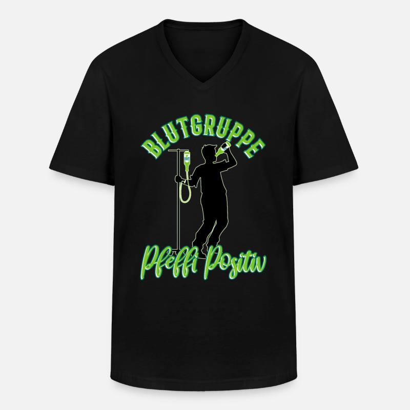 Blutgruppe Pfeffi Positiv - Männer-T-Shirt mit V-Ausschnitt - Schwarz