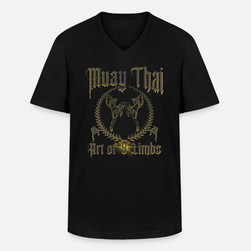 Muay Thai Kickboxen - Männer-T-Shirt mit V-Ausschnitt - Schwarz