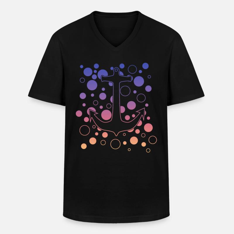 Anker - Männer-T-Shirt mit V-Ausschnitt - Schwarz