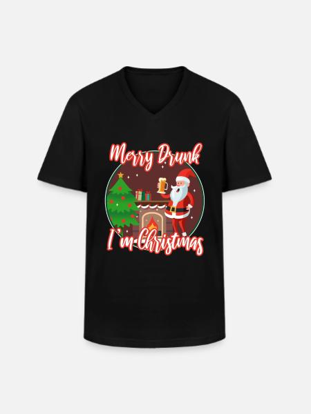 Merry drunk I'm Christmas - Men's V-Neck T-Shirt - black