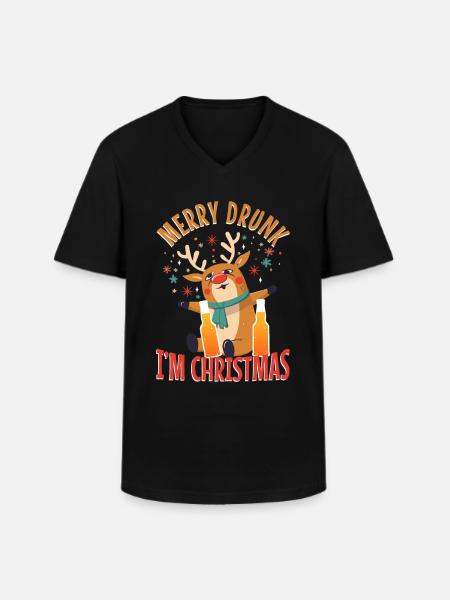 Merry Drunk In Christmas - Men's V-Neck T-Shirt - black