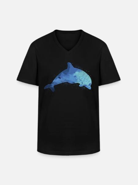 Dolphin Marine Life - Men's V-Neck T-Shirt - black
