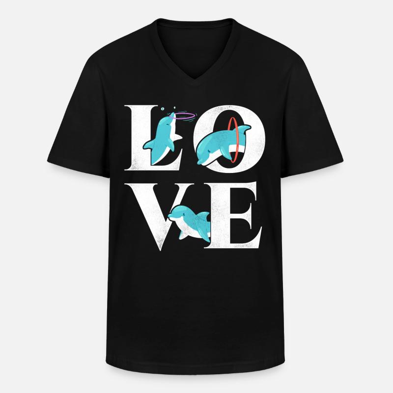 Dolphin Love - Männer-T-Shirt mit V-Ausschnitt - Schwarz